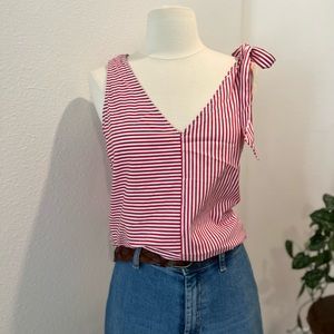 Vineyard Vines Taffy Strip Bow Top Red and White Striped size M